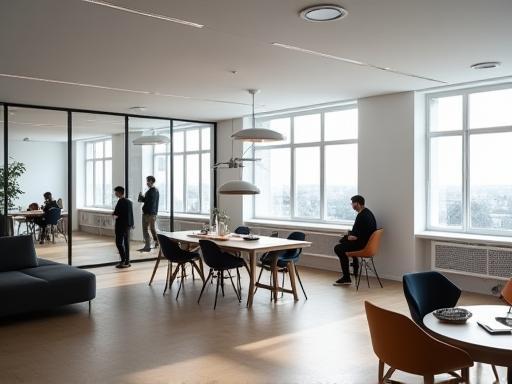 Modern office interior of Cabinet Delta Conseil in Paris showing a collaborative workspace